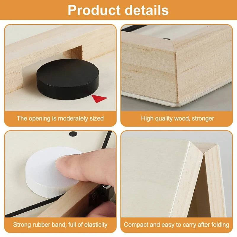 Premium Foldable Wooden Foosball Puck Table Hockey - Catapult Chess Board Game for All Ages - Home Fads