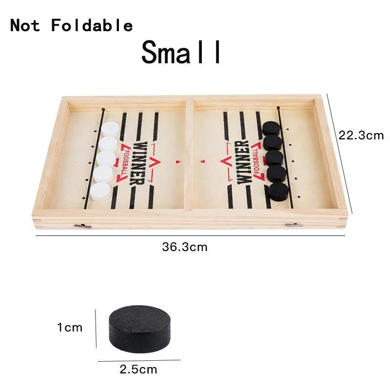 Premium Foldable Wooden Foosball Puck Table Hockey - Catapult Chess Board Game for All Ages - Home Fads