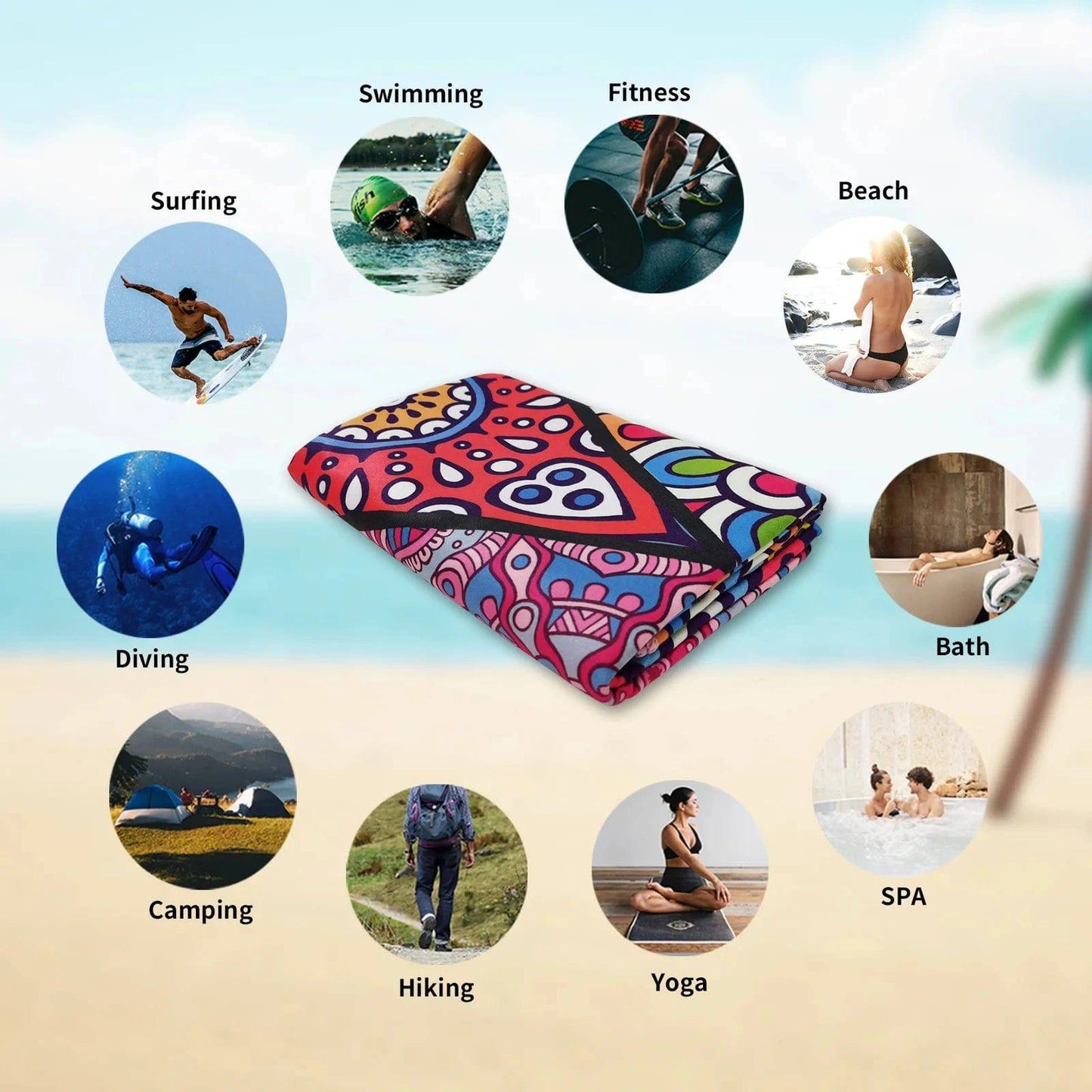 Premium Quick-Dry Microfiber Beach Towel - Oversized 35*71in, Super Absorbent, Printed Design, Ideal for Beach, Pool, and Fitness - Home Fads