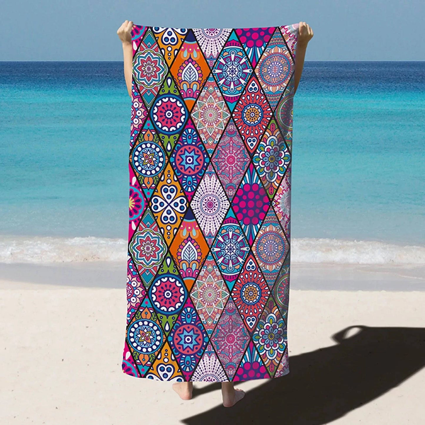 Premium Quick-Dry Microfiber Beach Towel - Oversized 35*71in, Super Absorbent, Printed Design, Ideal for Beach, Pool, and Fitness - Home Fads