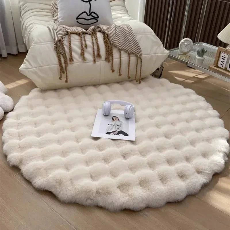 Premium Round Plush Living Room Carpets: Bedside Fluffy Mats - Non-Slip Soft Shaggy Rugs for Elegant Room Decor - Home Fads
