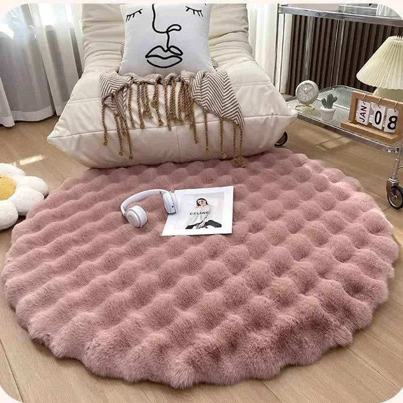 Premium Round Plush Living Room Carpets: Bedside Fluffy Mats - Non-Slip Soft Shaggy Rugs for Elegant Room Decor - Home Fads