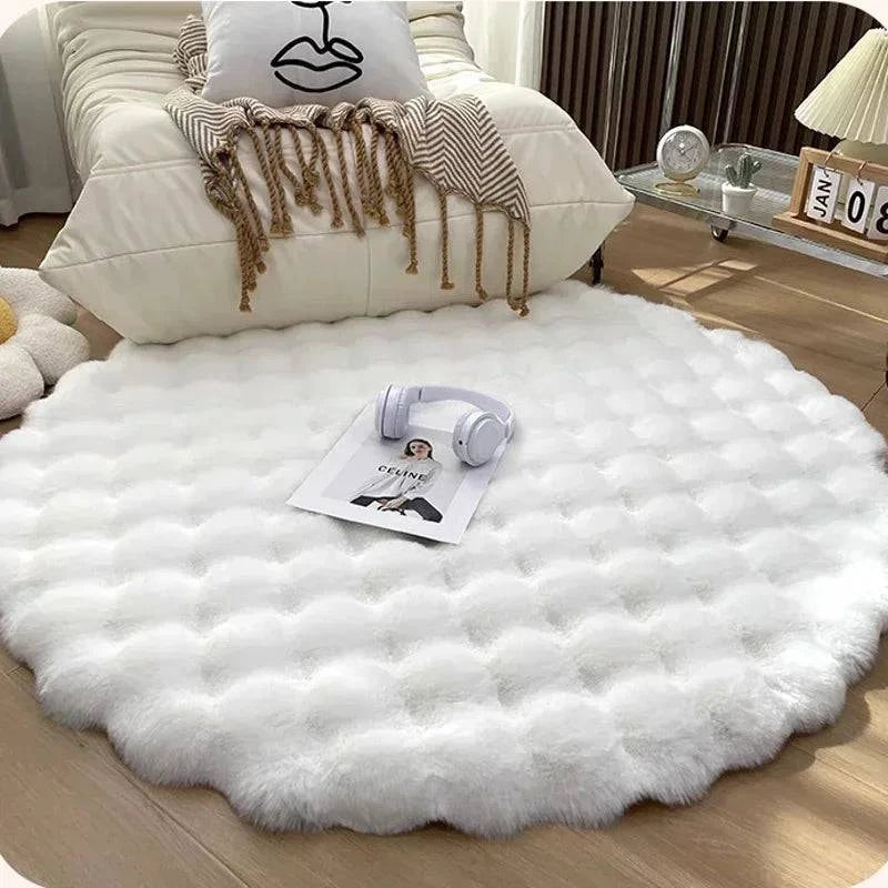 Premium Round Plush Living Room Carpets: Bedside Fluffy Mats - Non-Slip Soft Shaggy Rugs for Elegant Room Decor - Home Fads
