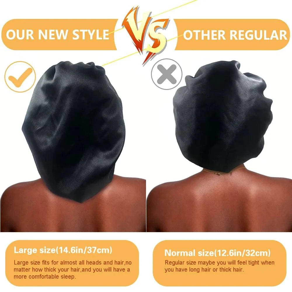 Premium Silk Sleep Bonnet for Women - Large Satin Hair Wrap Cap with Soft Elastic Band - Home Fads