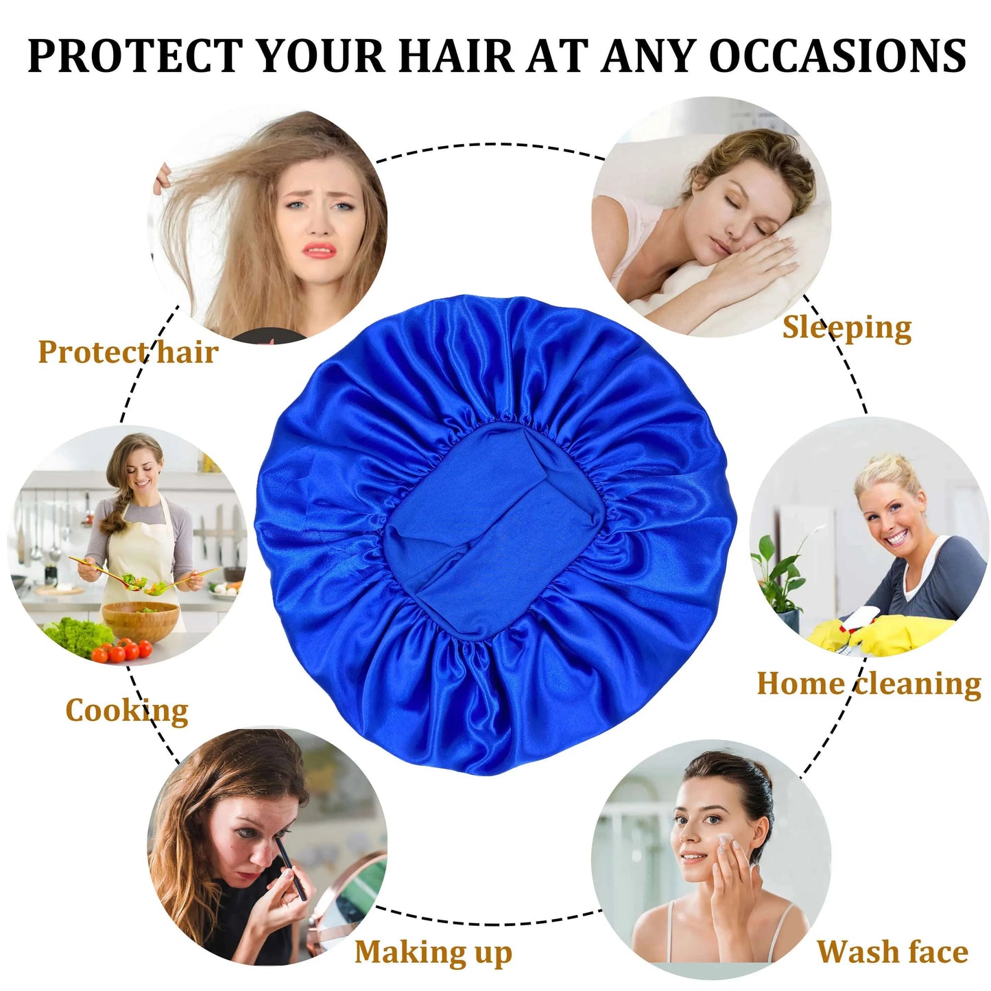 Premium Silk Sleep Bonnet for Women - Large Satin Hair Wrap Cap with Soft Elastic Band - Home Fads