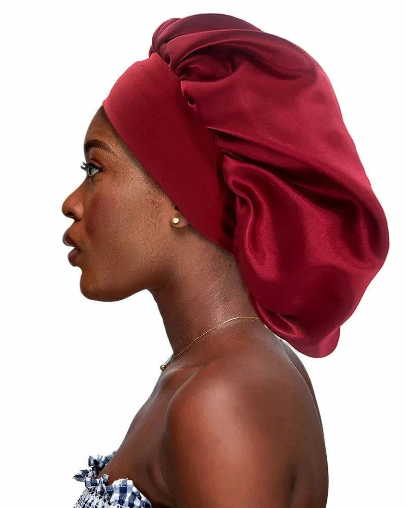Premium Silk Sleep Bonnet for Women - Large Satin Hair Wrap Cap with Soft Elastic Band - Home Fads