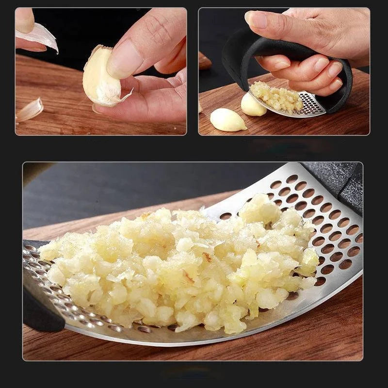Professional Ergonomic Stainless Steel Garlic Press – Manual Crusher & Mincer for Effortless Garlic Preparation - Home Fads