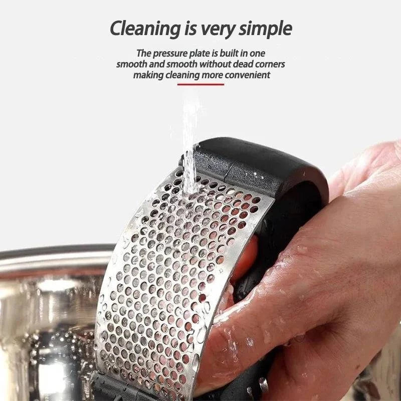 Professional Ergonomic Stainless Steel Garlic Press – Manual Crusher & Mincer for Effortless Garlic Preparation - Home Fads