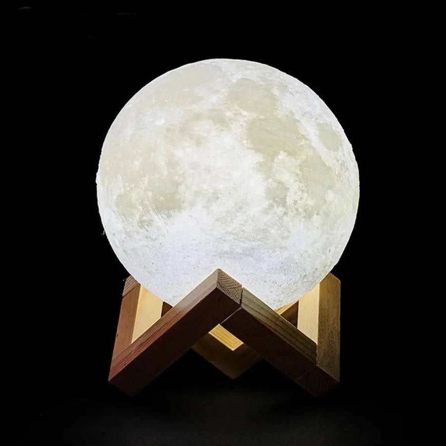 Rechargeable 3D Print Moon Lamp LED Night Light - Touch Switch Lunar Light for Bedroom Decor and Birthday Gift - Home Fads
