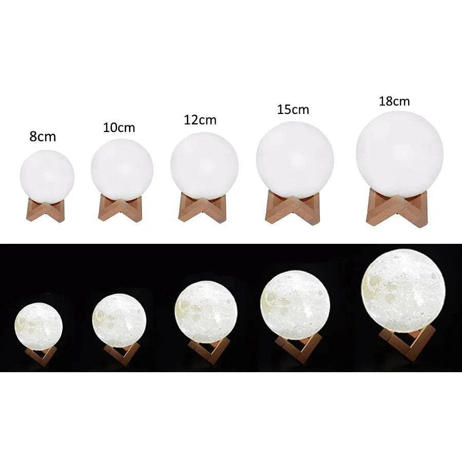 Rechargeable 3D Print Moon Lamp LED Night Light - Touch Switch Lunar Light for Bedroom Decor and Birthday Gift - Home Fads