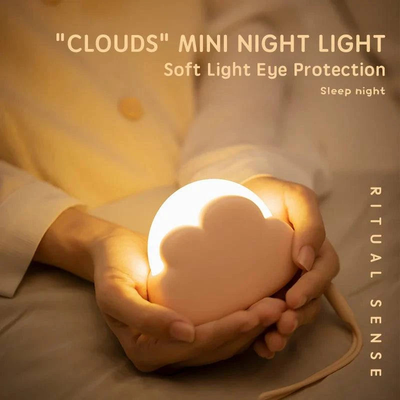 Rechargeable Cloud Night Light - Adorable LED Night Lamp for Bedroom and Children, USB Wireless - Home Fads