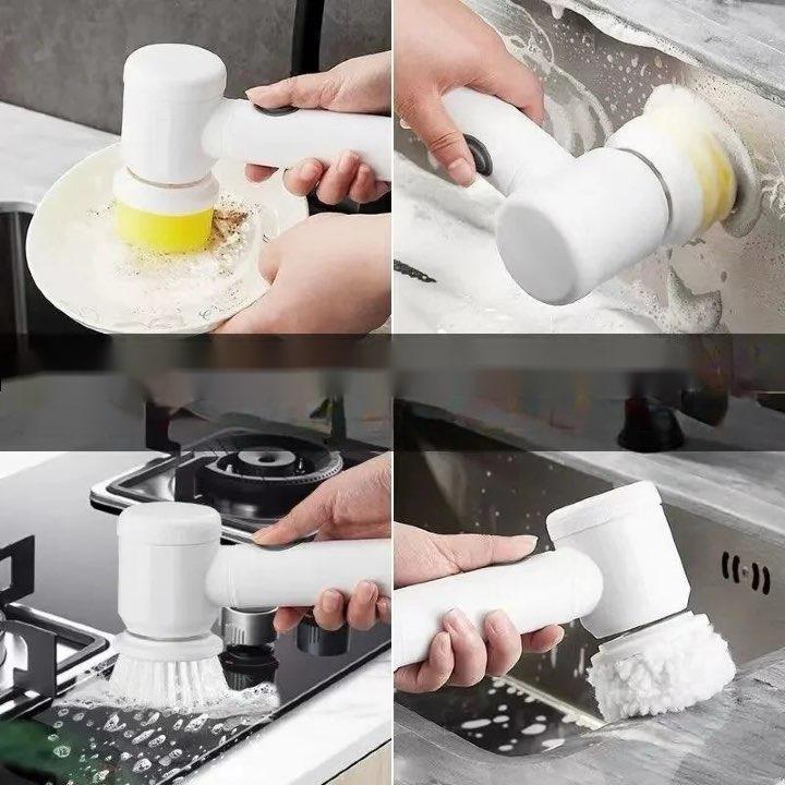 Rechargeable Electric Cleaning Brush – Multi-Function Scrubber with 5 Interchangeable Heads for Household Surfaces - Home Fads