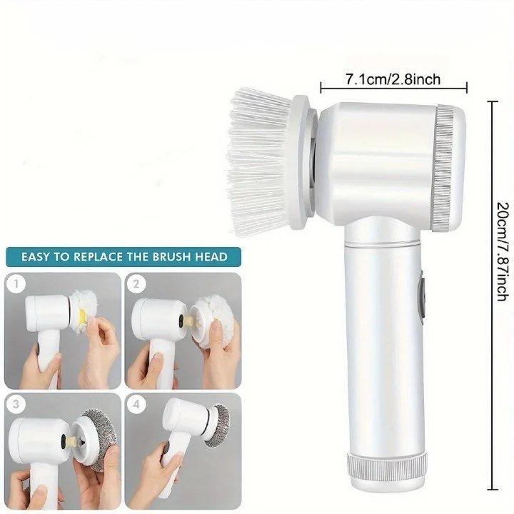 Rechargeable Electric Cleaning Brush – Multi-Function Scrubber with 5 Interchangeable Heads for Household Surfaces - Home Fads