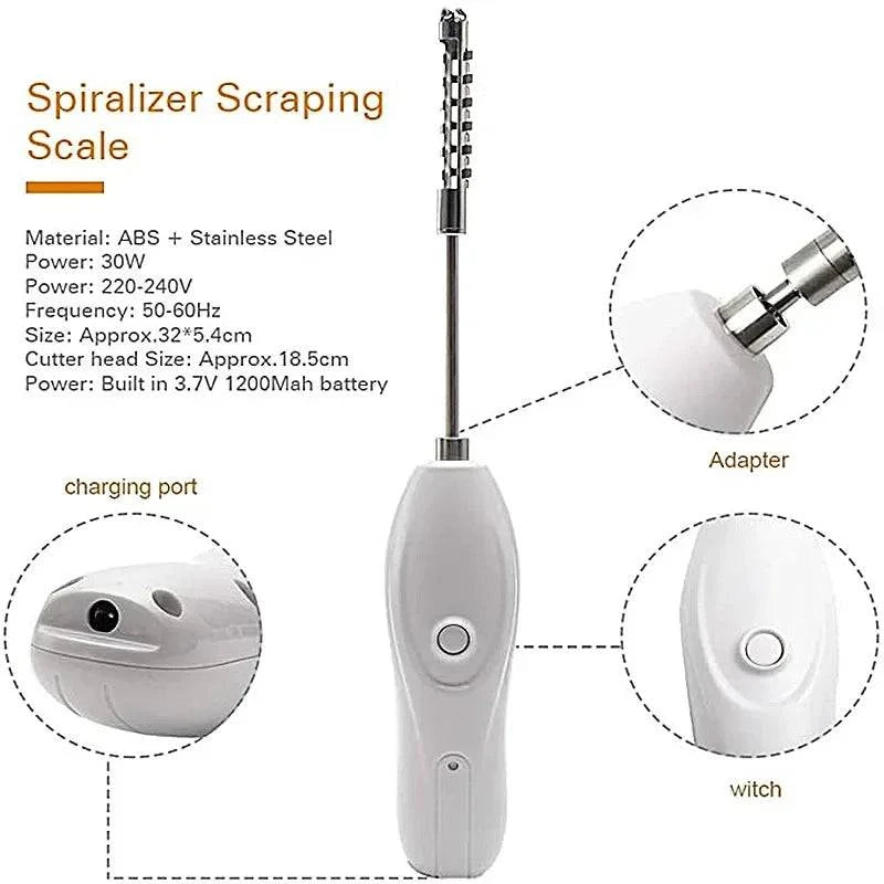 Rechargeable Electric Vegetable Corer (Manakra) and Fish Scale Scraper - Cordless Kitchen Tool - Home Fads