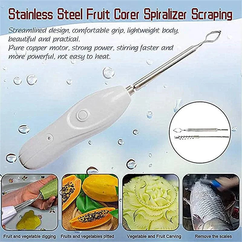 Rechargeable Electric Vegetable Corer (Manakra) and Fish Scale Scraper - Cordless Kitchen Tool - Home Fads