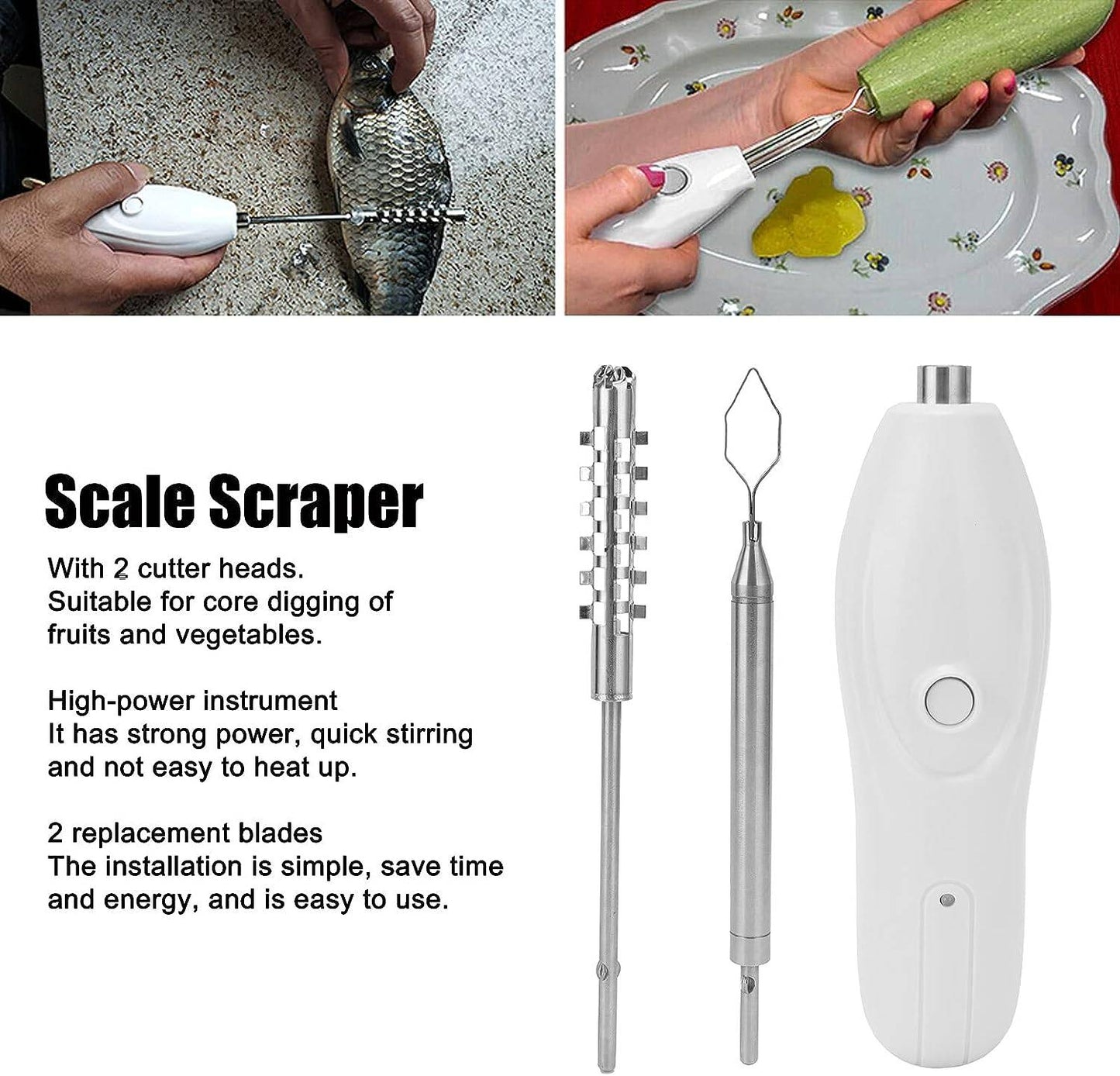 Rechargeable Electric Vegetable Corer (Manakra) and Fish Scale Scraper - Cordless Kitchen Tool - Home Fads