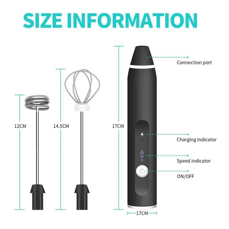 Rechargeable Handheld Electric Milk Frother with USB Charging - Coffee Foam Maker and Mixer - Home Fads