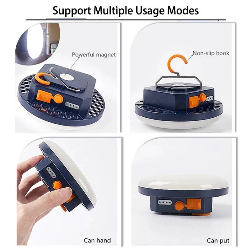 Rechargeable LED Tent Light - Portable Lantern for Camping, Emergency, and Outdoor Use with Magnet, Flashlight, and Dual USB Charging - Home Fads