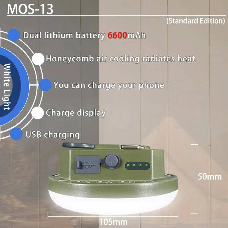 Rechargeable LED Tent Light - Portable Lantern for Camping, Emergency, and Outdoor Use with Magnet, Flashlight, and Dual USB Charging - Home Fads
