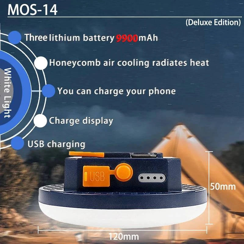 Rechargeable LED Tent Light - Portable Lantern for Camping, Emergency, and Outdoor Use with Magnet, Flashlight, and Dual USB Charging - Home Fads