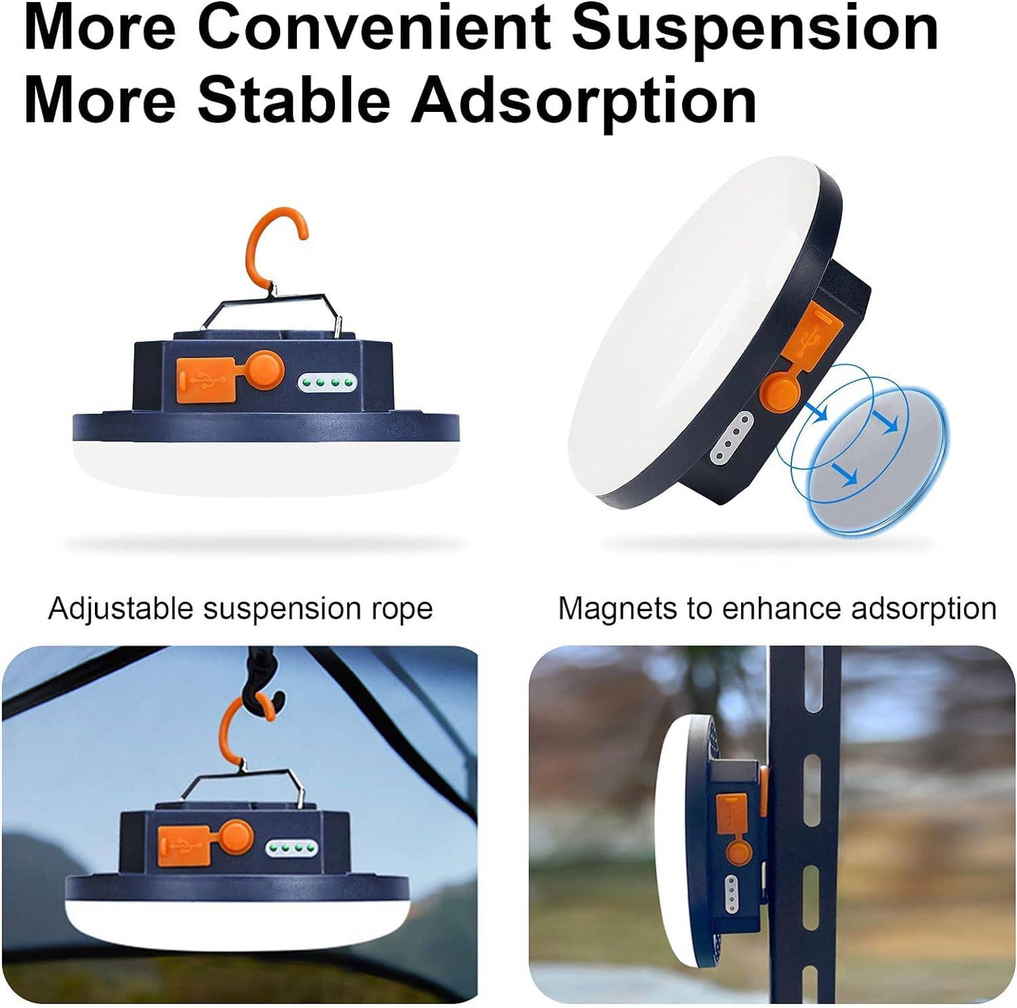 Rechargeable LED Tent Light - Portable Lantern for Camping, Emergency, and Outdoor Use with Magnet, Flashlight, and Dual USB Charging - Home Fads