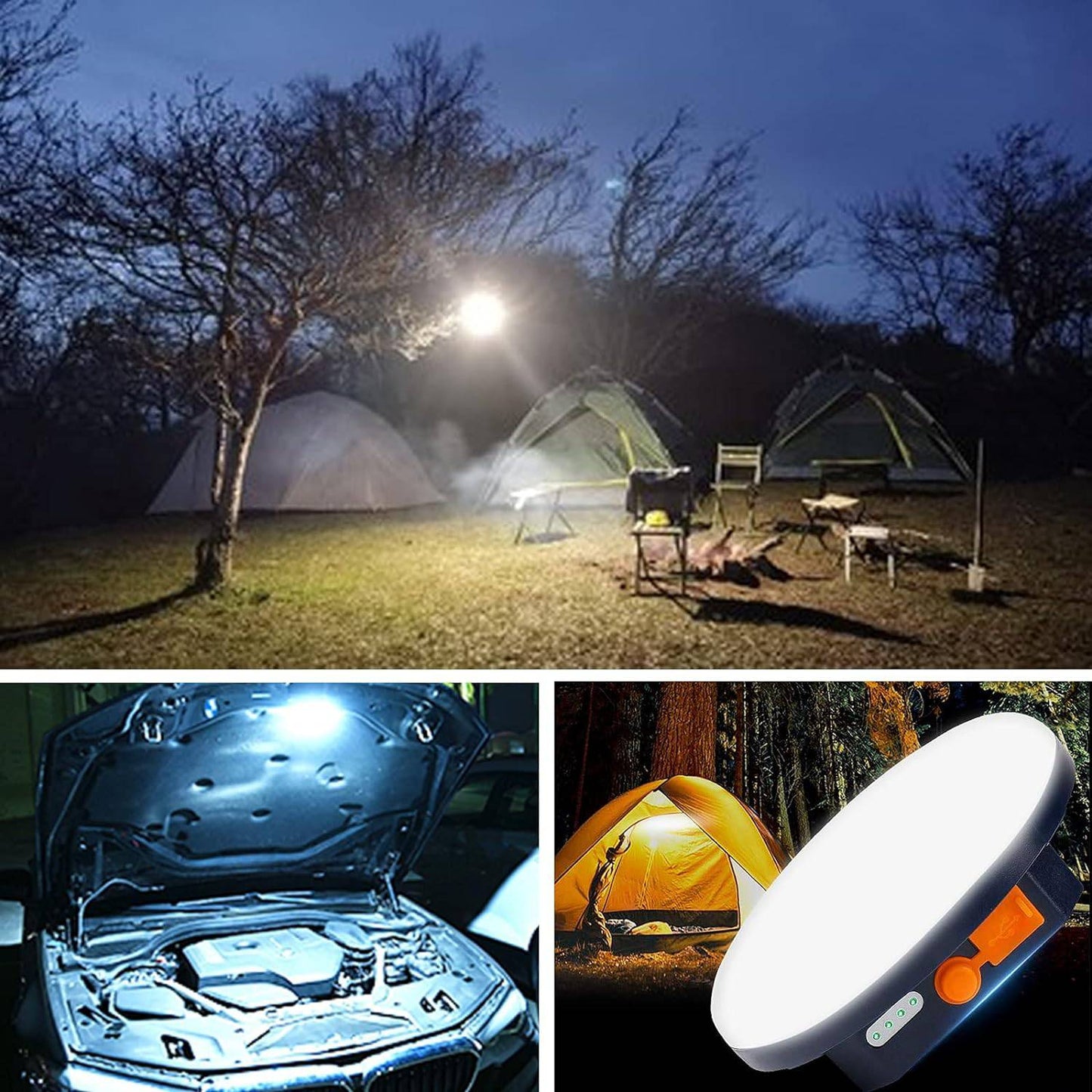 Rechargeable LED Tent Light - Portable Lantern for Camping, Emergency, and Outdoor Use with Magnet, Flashlight, and Dual USB Charging - Home Fads