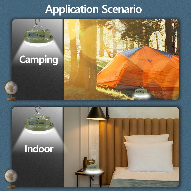 Rechargeable LED Tent Light - Portable Lantern for Camping, Emergency, and Outdoor Use with Magnet, Flashlight, and Dual USB Charging - Home Fads
