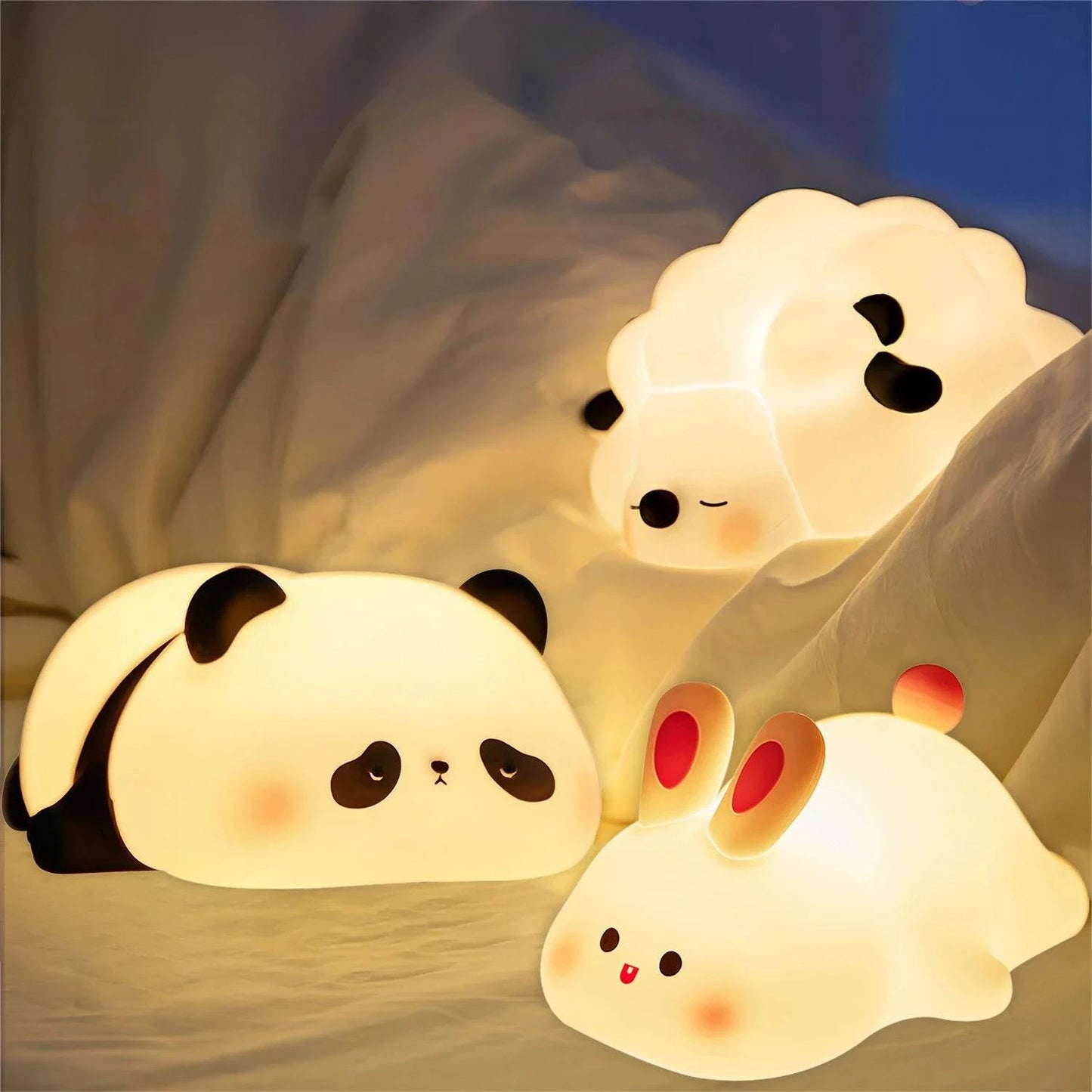Premium Rechargeable Silicone LED Night Light: Adorable Animal Shaped Illumination for Children's Rooms - Timer, Decor, Ideal Gift - Home Fads