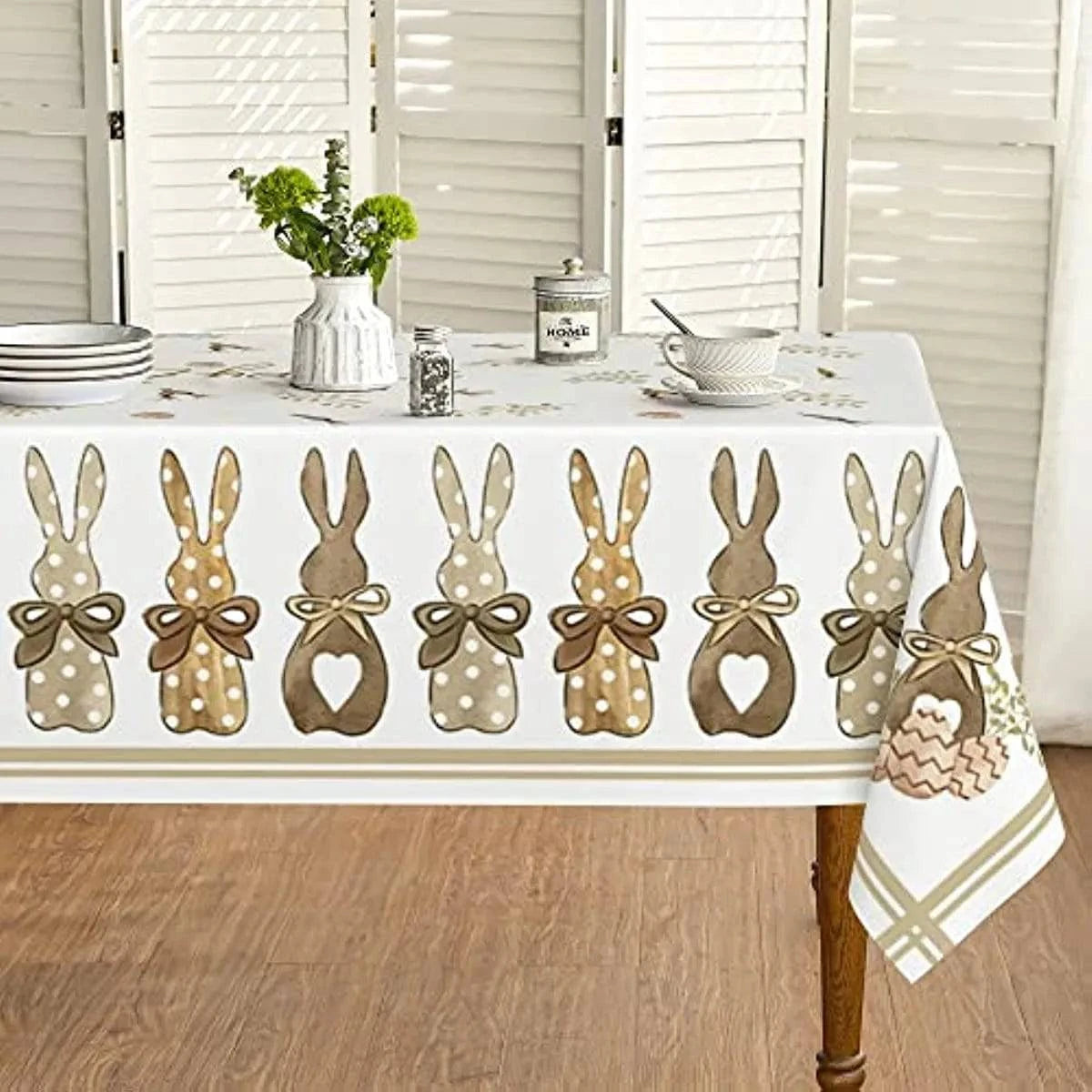 Rectangular Tablecloth with Spring Carrot and Rabbit Design – Ideal for Seasonal and Festive Gatherings – Available in 8 Sizes - Home Fads