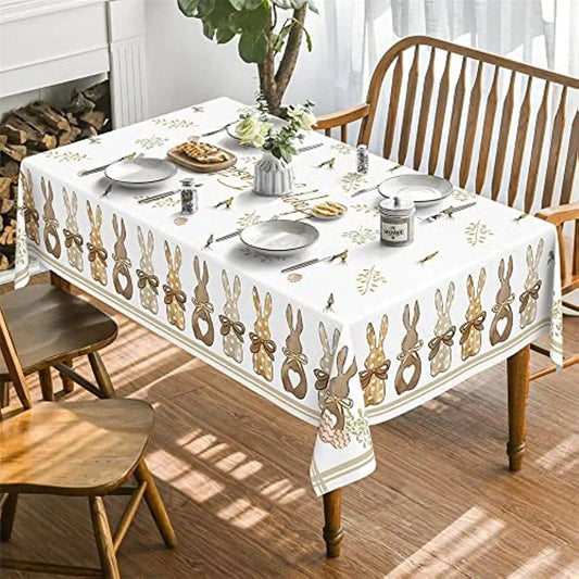 Rectangular Tablecloth with Spring Carrot and Rabbit Design – Ideal for Seasonal and Festive Gatherings – Available in 8 Sizes - Home Fads