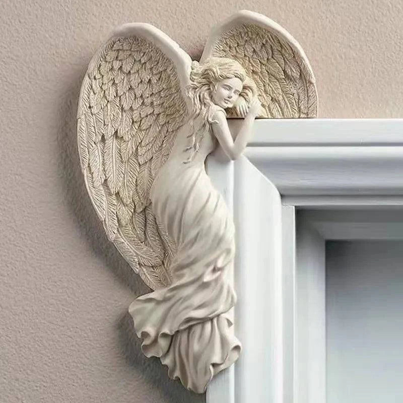 Resin Angel Wings Door Frame Ornament - Elegant Indoor and Outdoor Decoration for Clinics, Hospitals, Restaurants, and Homes - Home Fads