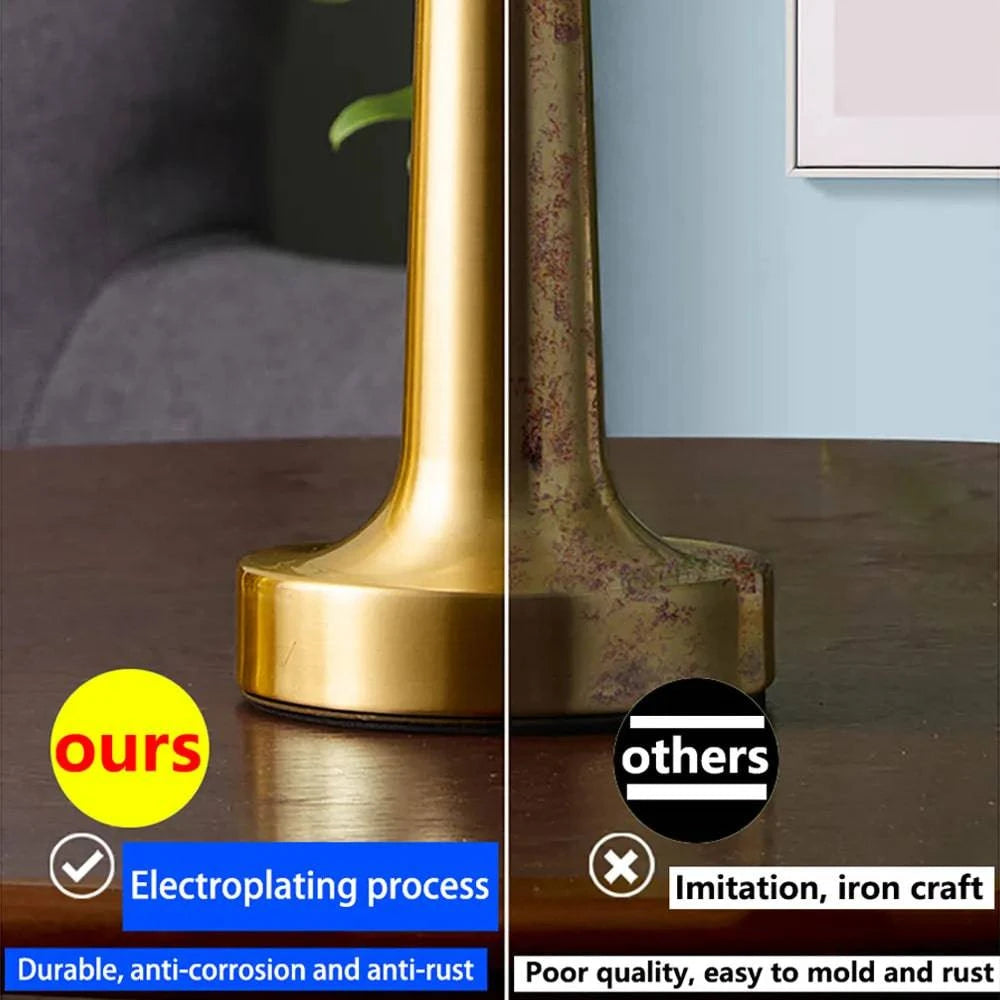 Retro Rechargeable LED Touch Table Lamp - Dimmable & Stylish for Bar, Coffee Table, and Bedroom - Ideal for Restaurant Centerpieces, Weddings, Parties - Home Fads