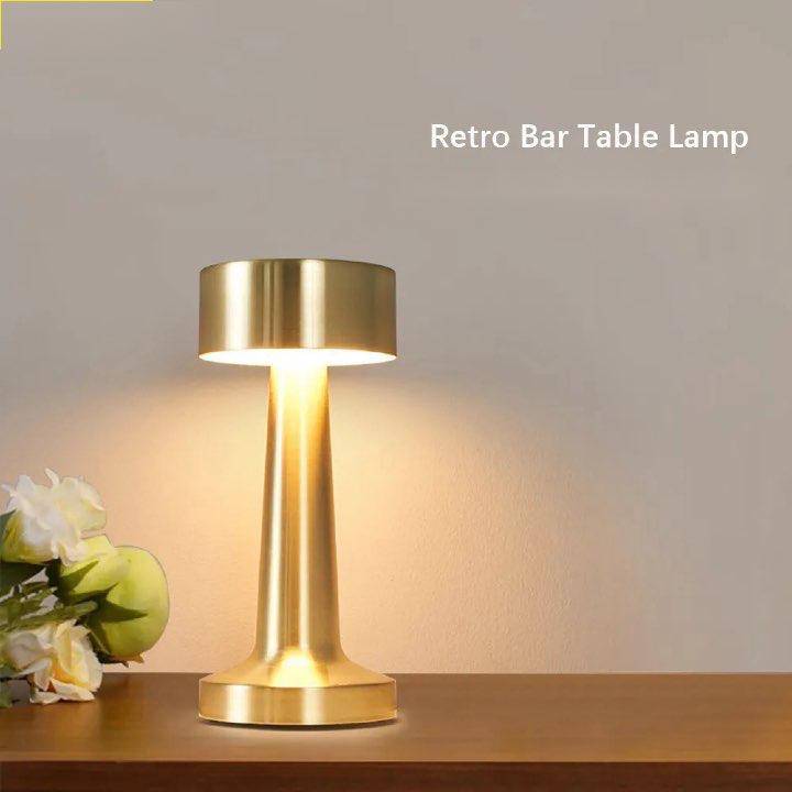 Retro Rechargeable LED Touch Table Lamp - Dimmable & Stylish for Bar, Coffee Table, and Bedroom - Ideal for Restaurant Centerpieces, Weddings, Parties - Home Fads