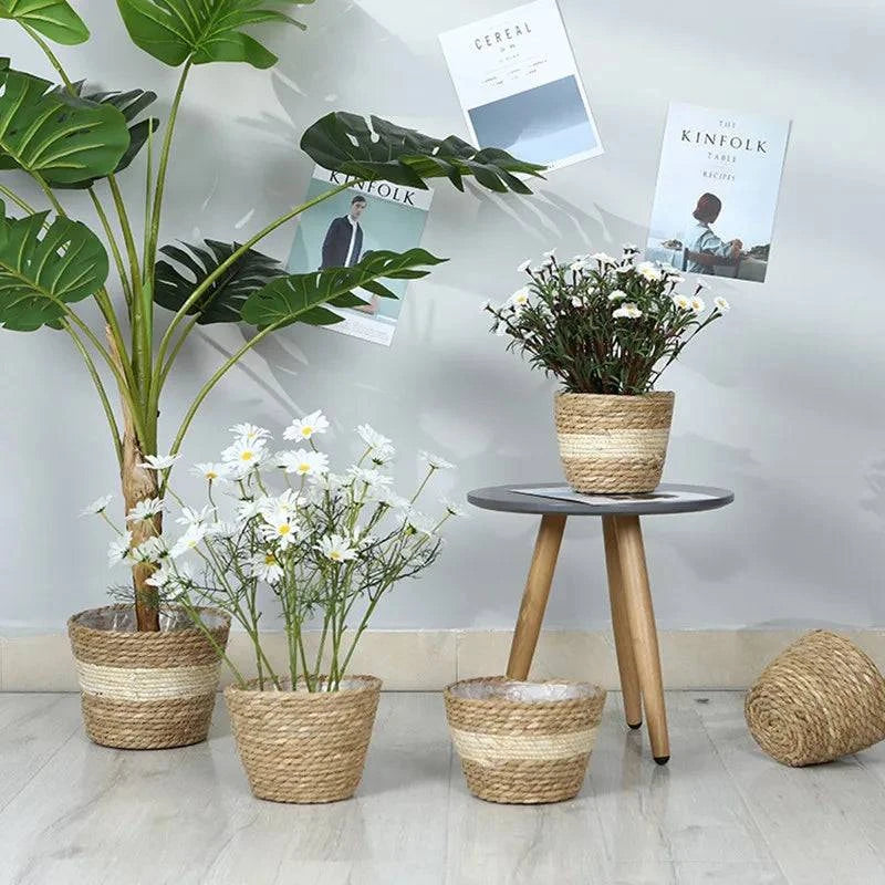 Rustic Artisan-Crafted Basket: Indoor and Outdoor Plant Potting, Laundry, or Multipurpose Organizer Storage Basket - Home Fads