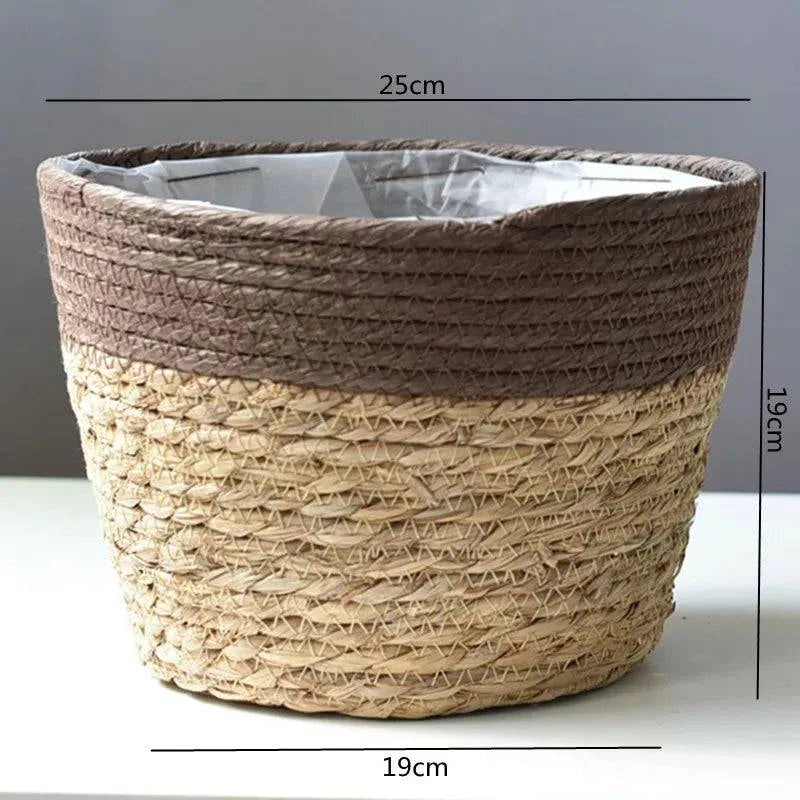 Rustic Artisan-Crafted Basket: Indoor and Outdoor Plant Potting, Laundry, or Multipurpose Organizer Storage Basket - Home Fads