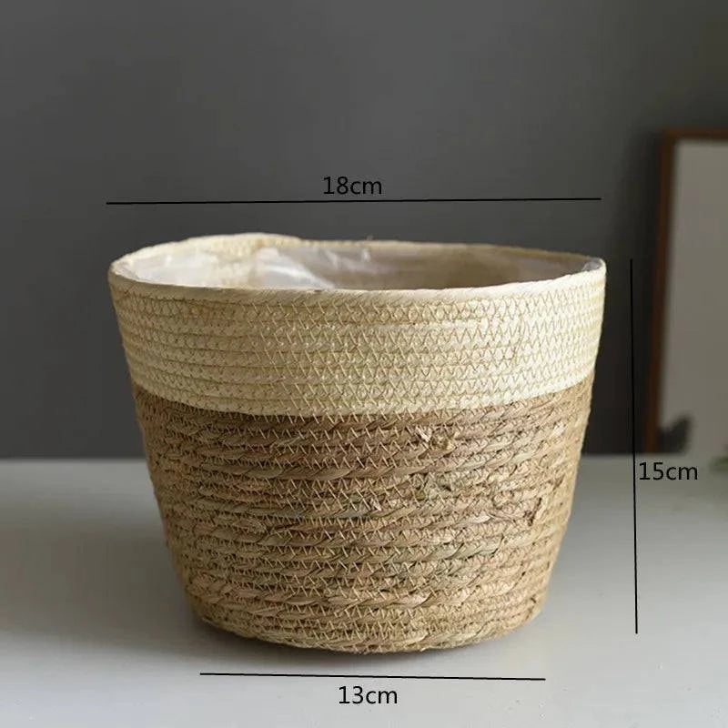 Rustic Artisan-Crafted Basket: Indoor and Outdoor Plant Potting, Laundry, or Multipurpose Organizer Storage Basket - Home Fads