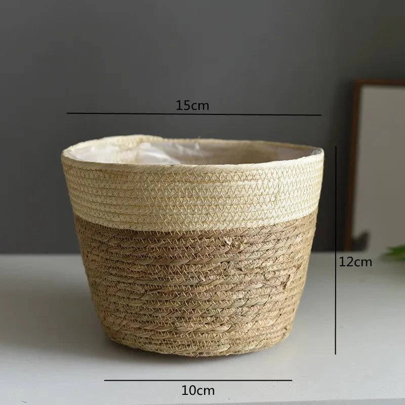 Rustic Artisan-Crafted Basket: Indoor and Outdoor Plant Potting, Laundry, or Multipurpose Organizer Storage Basket - Home Fads