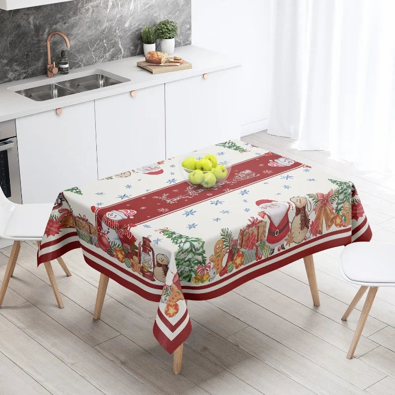 Festive Waterproof Table Cover – Oil-Resistant Rectangular Tablecloth for Holiday Gatherings, Available in Nine Sizes