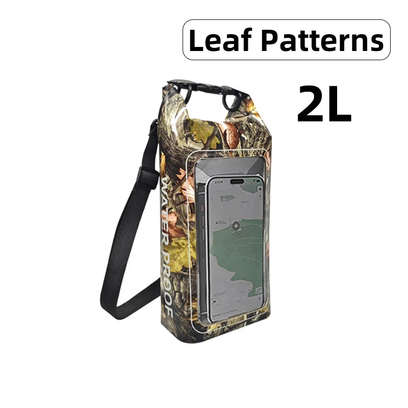 Sac étanche 2L avec fenêtre à écran tactile pour la randonnée, le rafting, le surf, le kayak et les sports de plein air