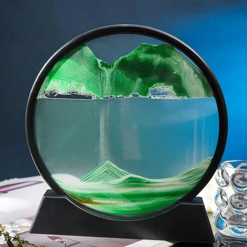 Creative Moving Sand Art Liquid Hourglass - Round Quicksand Painting Home Decor - Home Fads
