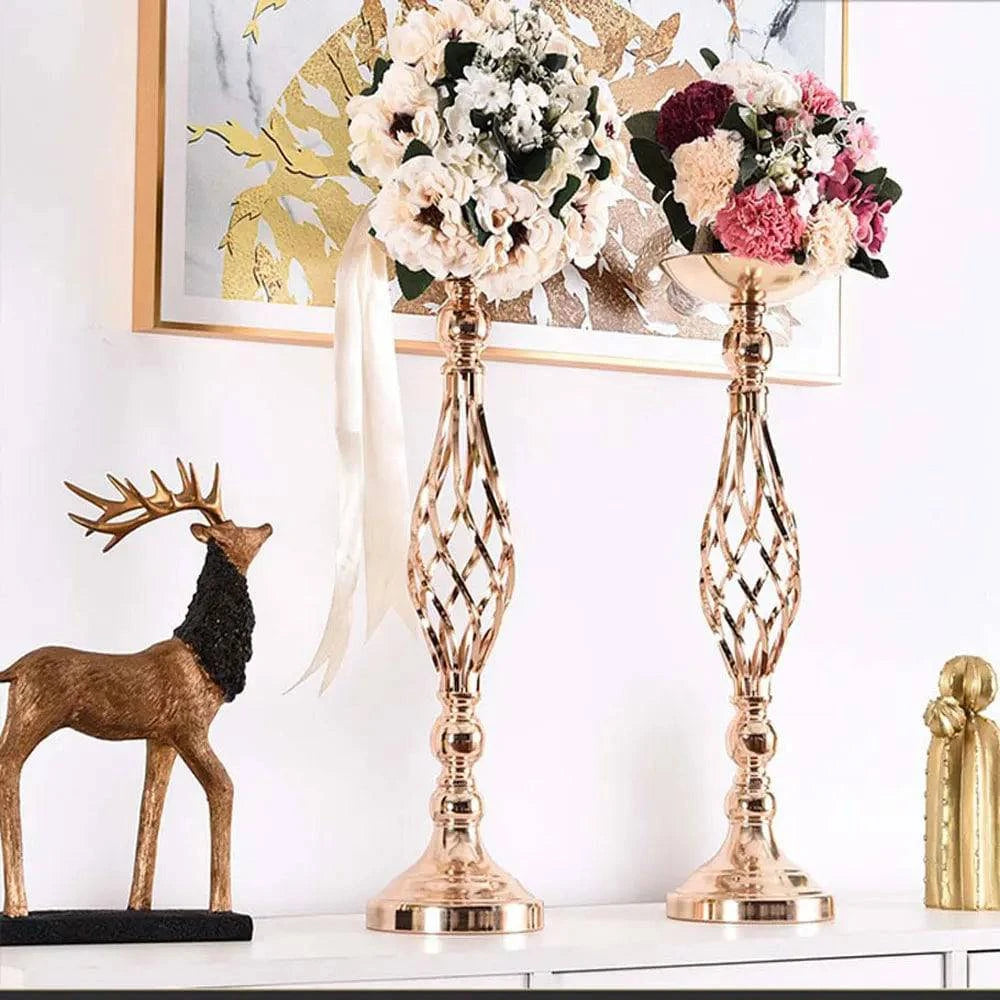 Refined Metal Candle Holder Flower Vase Centerpieces: Perfect for Special Events, Weddings, and Festive Decor - Home Fads