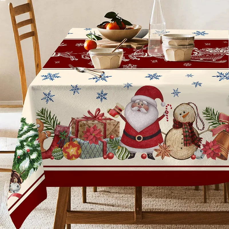 Festive Waterproof Table Cover – Oil-Resistant Rectangular Tablecloth for Holiday Gatherings, Available in Nine Sizes