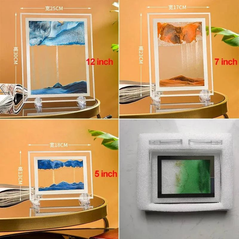 Creative Moving Sand Art Liquid Hourglass - Round Quicksand Painting Home Decor - Home Fads