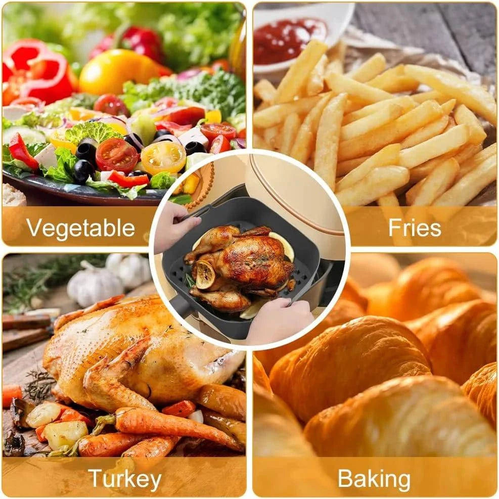 Reusable Silicone Air Fryer Pot - Non-Stick Square Liner Replacement for Air Fryer Basket - Home Fads