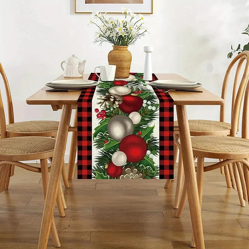 Chemin de table en lin festif – Housse de table décorative pour une décoration saisonnière
