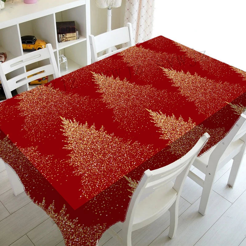 Festive Waterproof Table Cover – Oil-Resistant Rectangular Tablecloth for Holiday Gatherings, Available in Nine Sizes