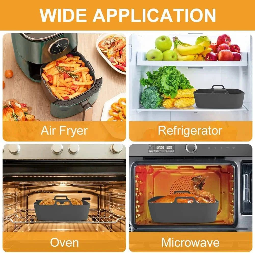 Reusable Silicone Air Fryer Pot - Non-Stick Square Liner Replacement for Air Fryer Basket - Home Fads