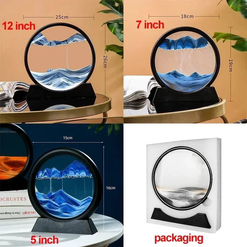 Creative Moving Sand Art Liquid Hourglass - Round Quicksand Painting Home Decor - Home Fads