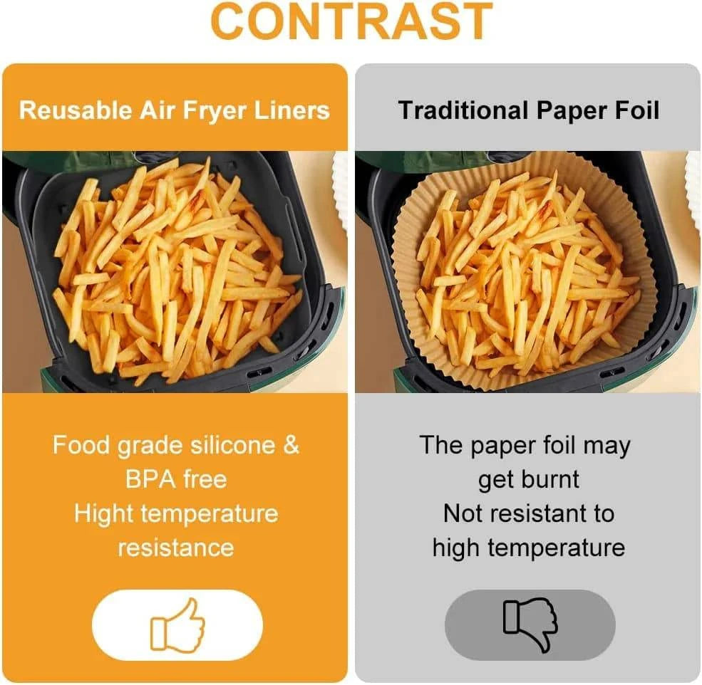 Reusable Silicone Air Fryer Pot - Non-Stick Square Liner Replacement for Air Fryer Basket - Home Fads