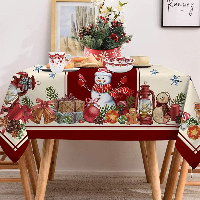 Festive Waterproof Table Cover – Oil-Resistant Rectangular Tablecloth for Holiday Gatherings, Available in Nine Sizes